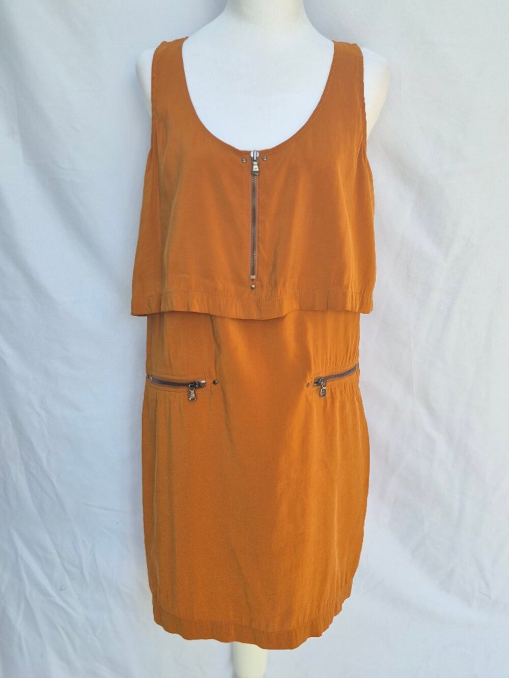 KENNETH COLE New York Mustard Brown Layered Women's Mini Dress Size  S/P